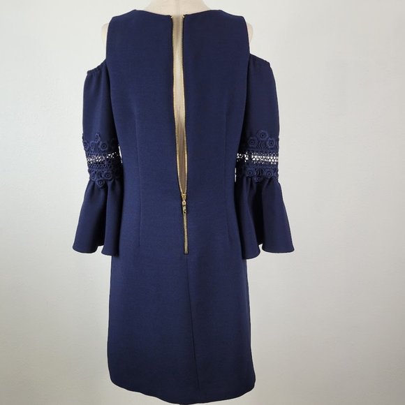 ELIZA J sheath off shoulder dress blue Sz 10P - Picture 5 of 8